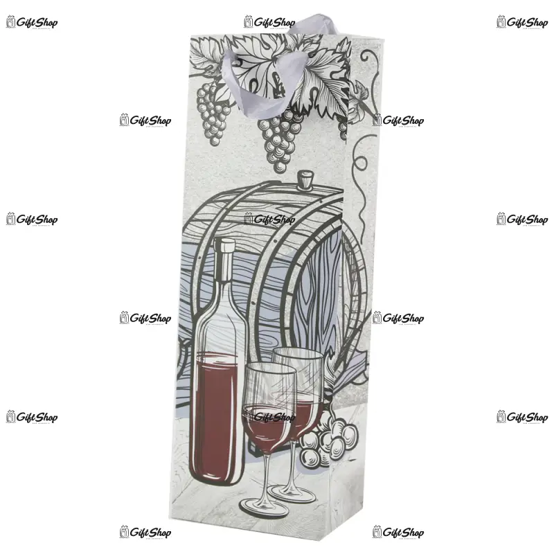 Punga cadou pentru bauturi 12x36 cm - wine graphic